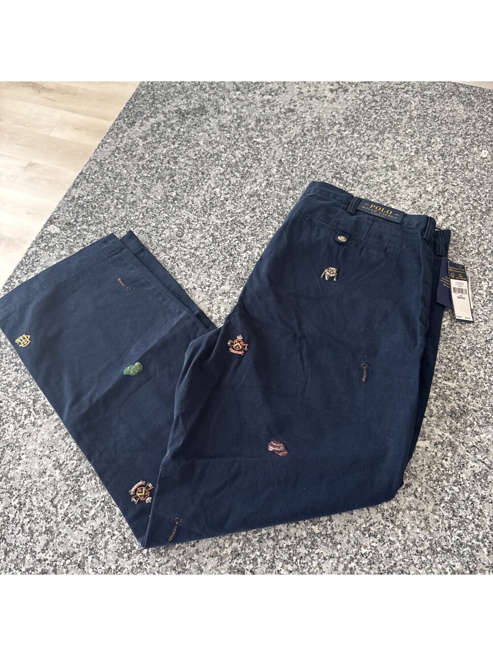 Polo Ralph Lauren Varsity Bulldog Crest Classic Fit Flat Front Pants 38x30